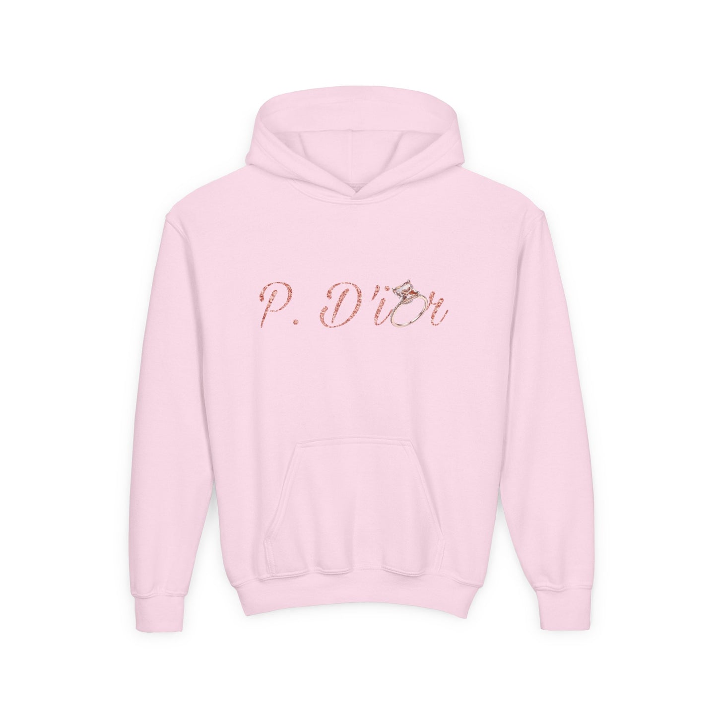 Youth Hoodie — 'P. Dior' Pink Script Pullover